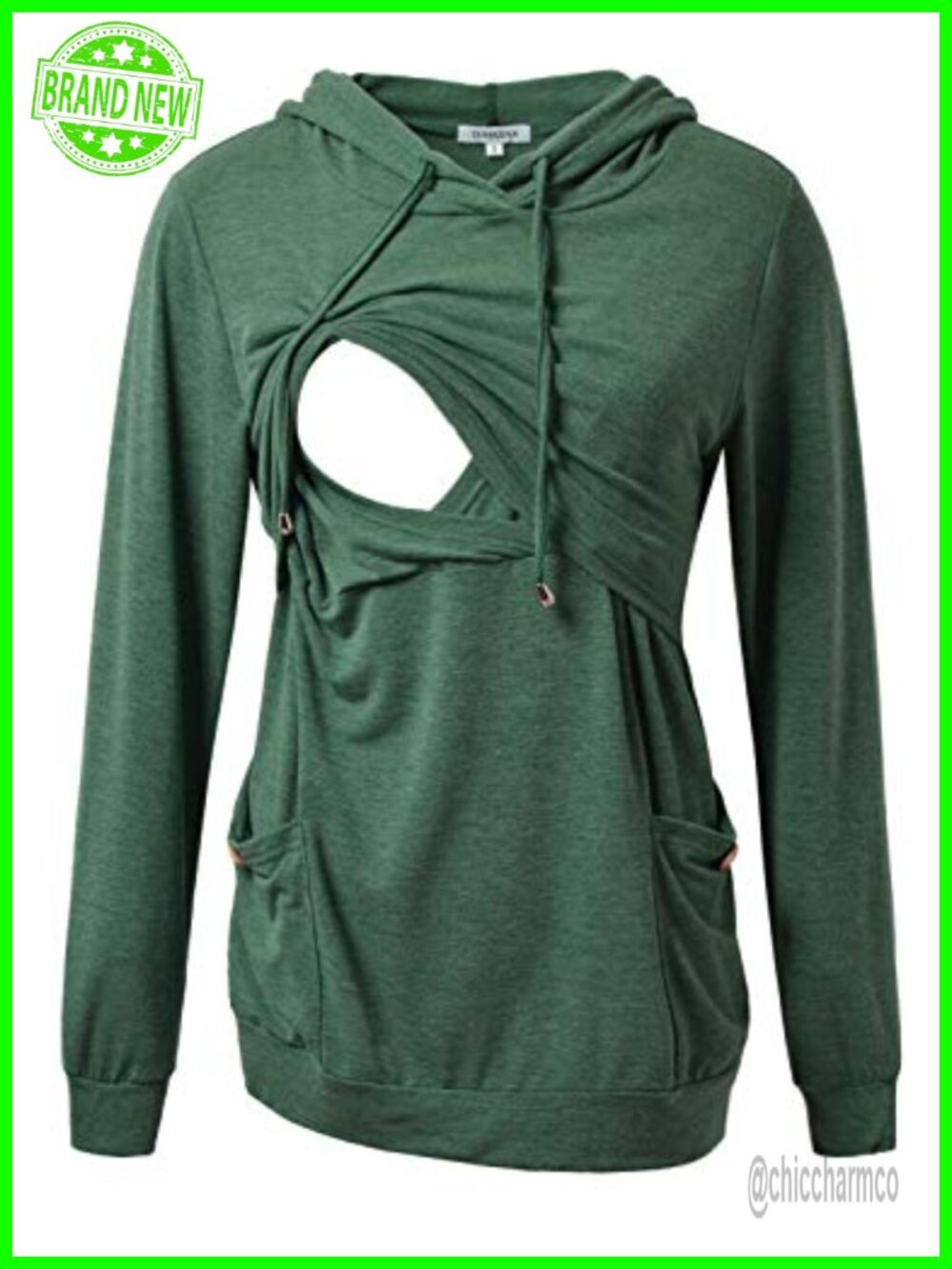 Nursing Hoodie Top Long Sleeve Button Pockets Tunic